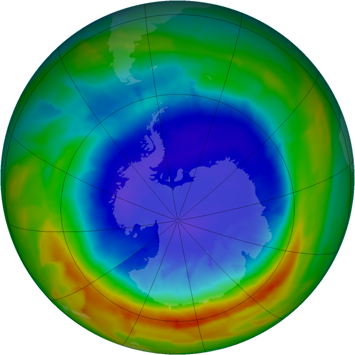 Antarctic ozone map for 17 September 2012